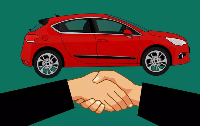 Kézfogás egy autó megvásárlásakor